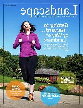 Cover image of 2015 Landscape magazine with alumna running